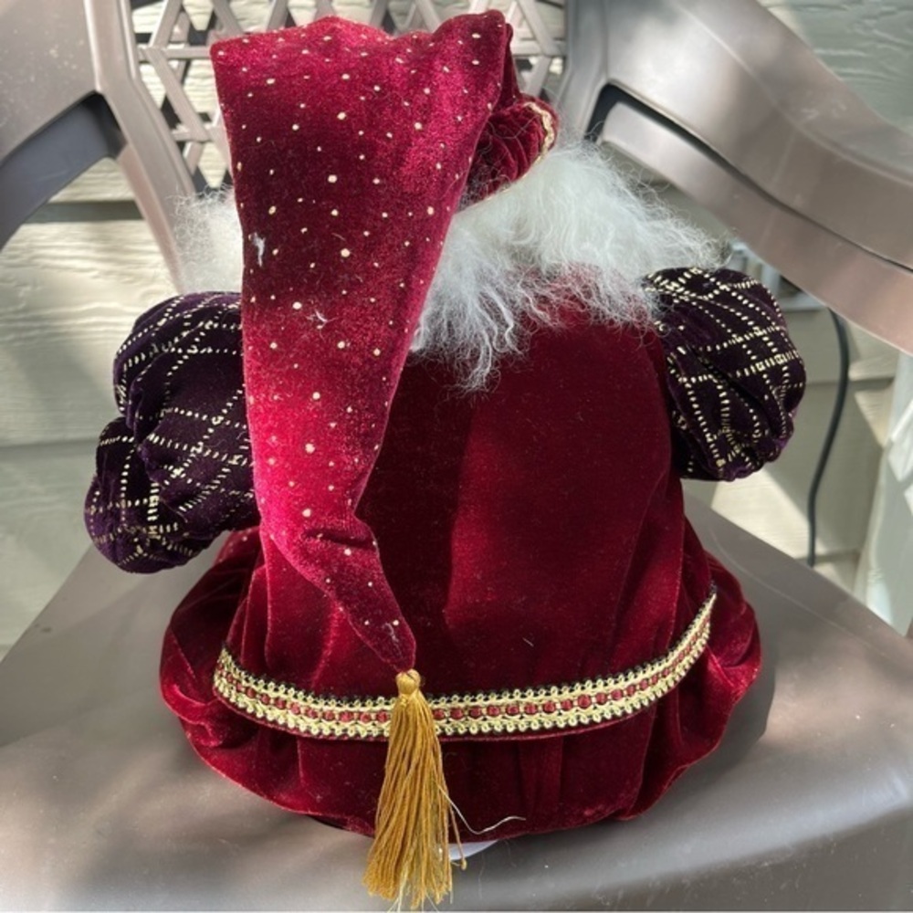 Costco Kirkland Velvet 14" Santa w/Fiddle Shelf Sitter Christmas Decor Mantel - Picture 13 of 16